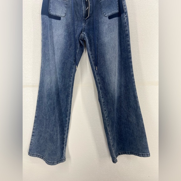 Low Rise Cargo Pants for Women Flap Pocket Y2K Wide Leg Drawstring Cargo Jeans - Picture 7 of 17